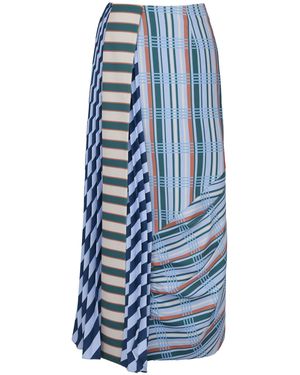 Chorus Miranda Patchwork Midi Skirt - Blue