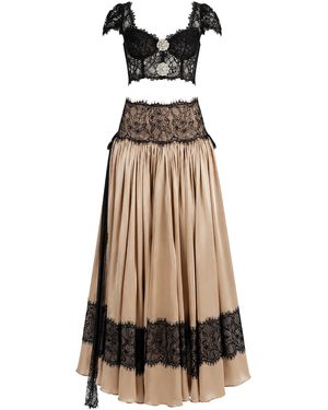Salma Osman Exclusive Embellished Cropped Top And Draped Skirt Set - Natural