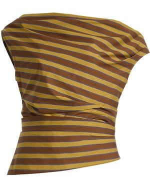 STAUD Phare Striped Cotton-Blend Top - Green