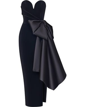 Rasario Bow-detailed Velvet Corset Midi Dress - Blue