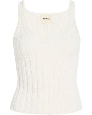 KHAITE Val Ribbed Cotton-Blend Tank Top - White