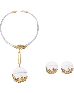 Mahnaz Collection 18K And Parure Earrings And Necklace (With Detachable Pendant) By Chaumet; France; C. 1970 - Metallic