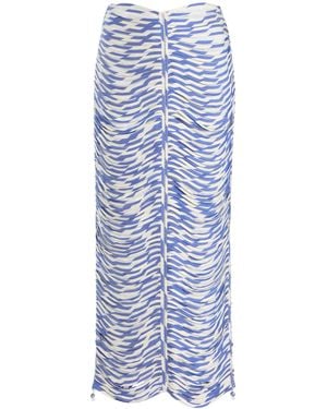 Francesca Miranda Exclusive Danielle Draped Silk Maxi Skirt - Blue