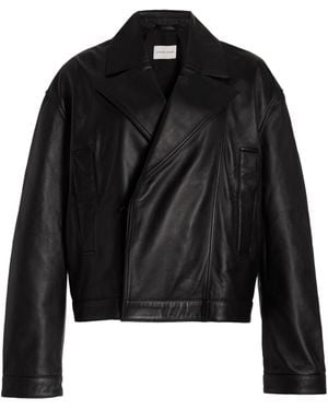 Loulou de Saison Ascot Leather Jacket in Black | Lyst