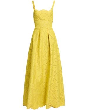Elie Saab Embroidered Cotton Midi Dress - Yellow