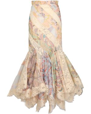 Zimmermann Eden Lace-Trimmed Panelled Chiffon Maxi Skirt - Natural