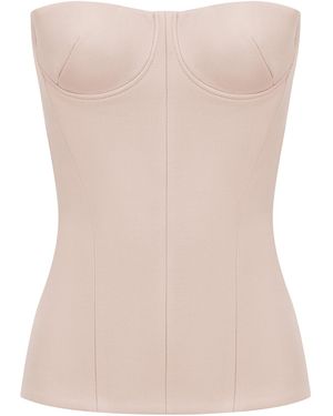 Alex Perry Cupped Suiting Corset Top - Pink