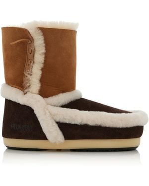 Moon Boot Evx Patchwork Sheepskin Boots - Brown