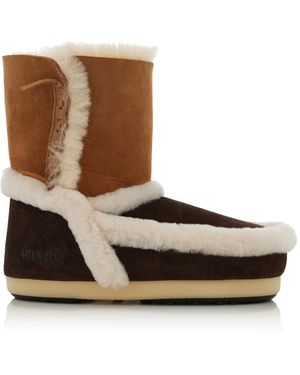 Moon Boot Evx Patchwork Sheepskin Boots - Brown