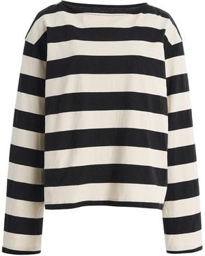 DONNI. The Jersey Striped Cotton Top - Black