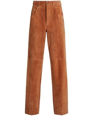 Chloé Suede Straight-Leg Trousers - Orange
