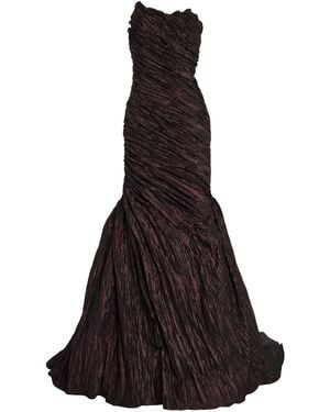 Marmar Halim Strapless Crushed-Taffeta Gown - Black