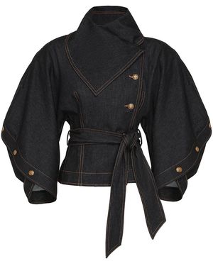 Zimmermann Valiant Dramatic Collar Denim Jacket - Black