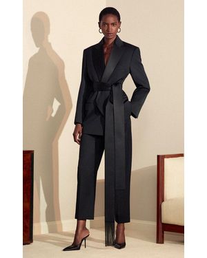 Victoria Beckham High-Rise Straight-Leg Wool Trousers - Black