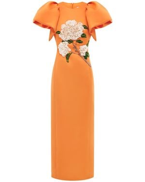 LEO LIN Lucinda Embellished Crepe Maxi Dress - Orange