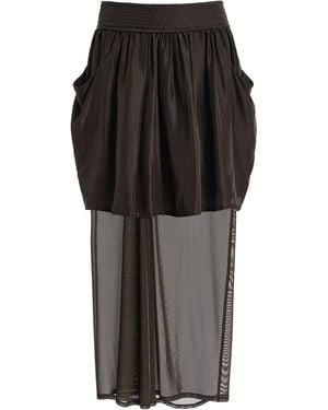Lemaire Double-Layer Silk Midi Skirt - Black