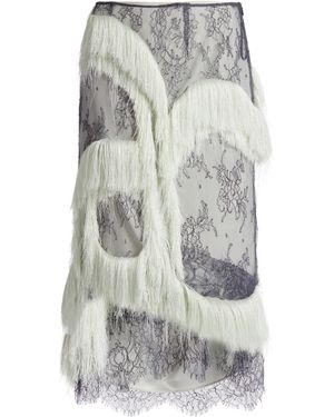 Christopher Esber Fringed Lace Midi Skirt - Gray