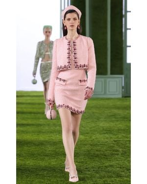 Georges Hobeika Embellished Tweed Mini Dress - Green