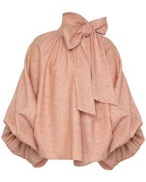 Zimmermann Illustration Oversized Wool-Blend Melange Top - Pink