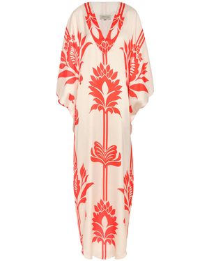 ANDRES OTALORA Bidaee Printed Satin Caftan - Red