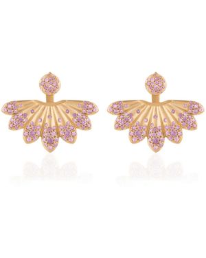 Nada Ghazal Lotus Self Love Big 18K Sapphire Earrings - Metallic