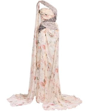 Elie Saab Printed Chiffon Maxi Dress - Multicolor