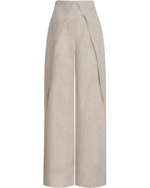 ANDRES OTALORA De Estaciones Folded Linen Wide-Leg Trousers - White