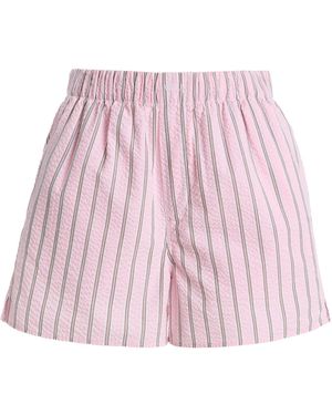 With Nothing Underneath Exclusive The Boxer Striped Cotton Seersucker Shorts - Pink