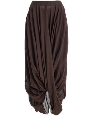 TOTEME Cocoon Ruffled Jersey Midi Skirt - Brown