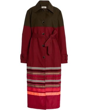 Christopher John Rogers Colorblocked Embroidered Cotton-Silk Coat