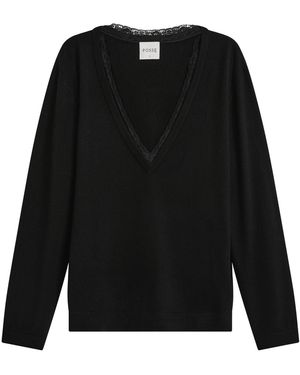 Posse Primrise Lace-Trimmed Merino Jumper - Black