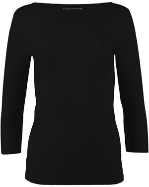 Majestic Filatures Soft Touch Boatneck Top - Black