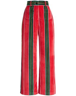 La Veste Pippi Striped Cotton Velvet Pants - Red