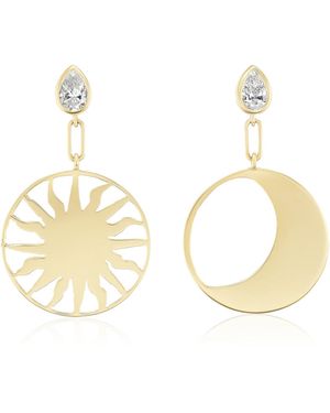 Gazza Ladra Sun And Moon 18K Diamond Earrings - Metallic