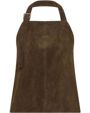 St. Agni Apron Suede Halter Top - Brown
