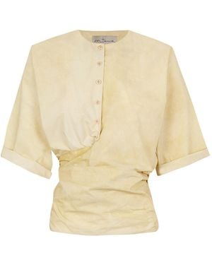 Cortana Yoko Gathered Wrap Cotton Top - Natural