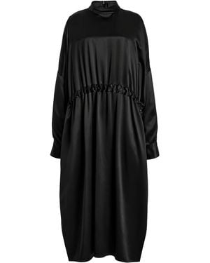 Kate Hundley Exclusive Gathered Kimono Sleeve Silk Midi Dress - Black