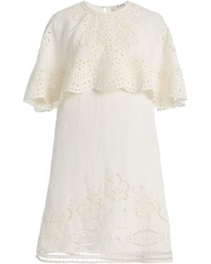 Sea Lulu Embroidered Linen-Blend Mini Dress - White