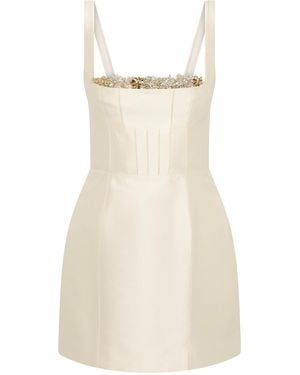 Rachel Gilbert Ludovica Embellished Wool-Silk Mini Dress - Natural