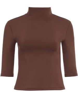 The Park Thea Scuba Top - Brown