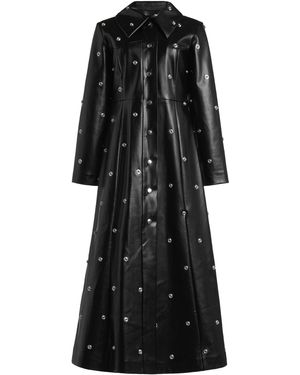A.W.A.K.E. MODE Faux Leather Studded Flared Coat - Black
