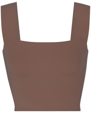 Left On Friday Frame Cropped Jersey Tank Top - Brown