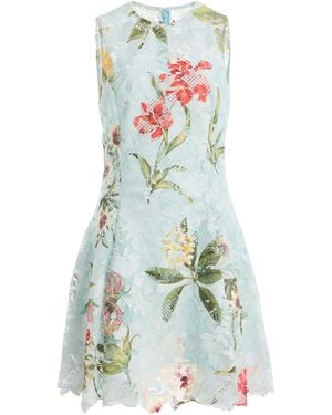 Oscar de la Renta Floral-Printed Lace Mini Dress - White