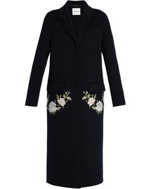 Erdem Embroidered Double-Face Wool Coat - Black