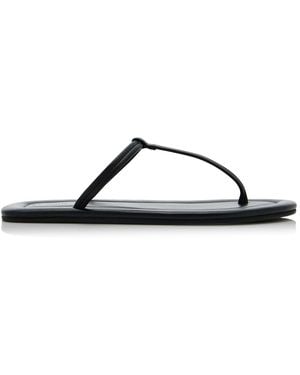 St. Agni T-Strap Leather Sandals - Black