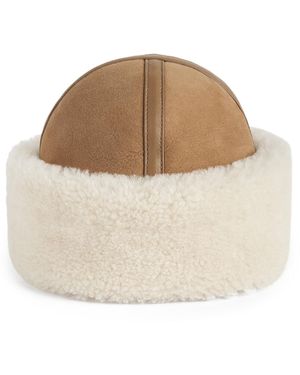 TOTEME Shearling-Trimmed Suede Hat - Natural