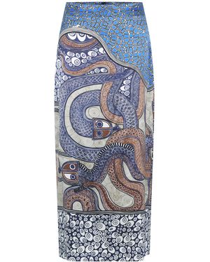 Heirlome L. Manuel Morales Silk Maxi Skirt - Blue