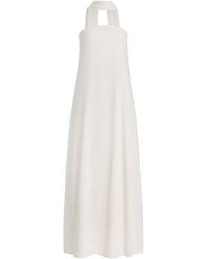 Third Form Exclusive Bia Tie-Neck Strapless Crepe Maxi Dress - White