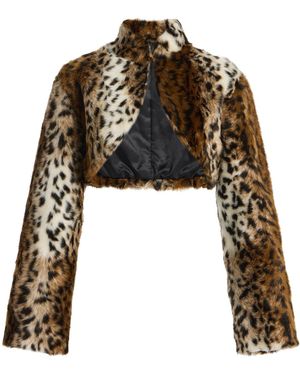 Apparis Odette Shaved Leopard Faux Fur Bolero - Black