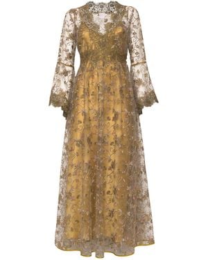 Loretta Caponi Topazio Lace-Trimmed Midi Dress - Natural
